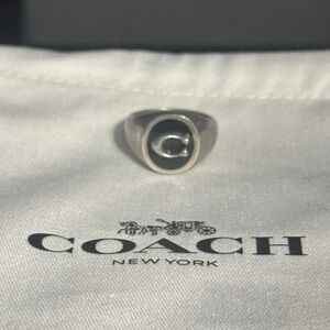 Coach Silver Ring with Black Center. Sterling 925 size 9 UNISEX